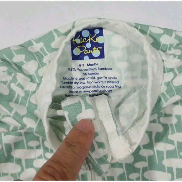 Kickee Pants Bamboo Footie Sleeper Unisex Size 0-3 Months Baby Green Geo - Picture 4 of 7